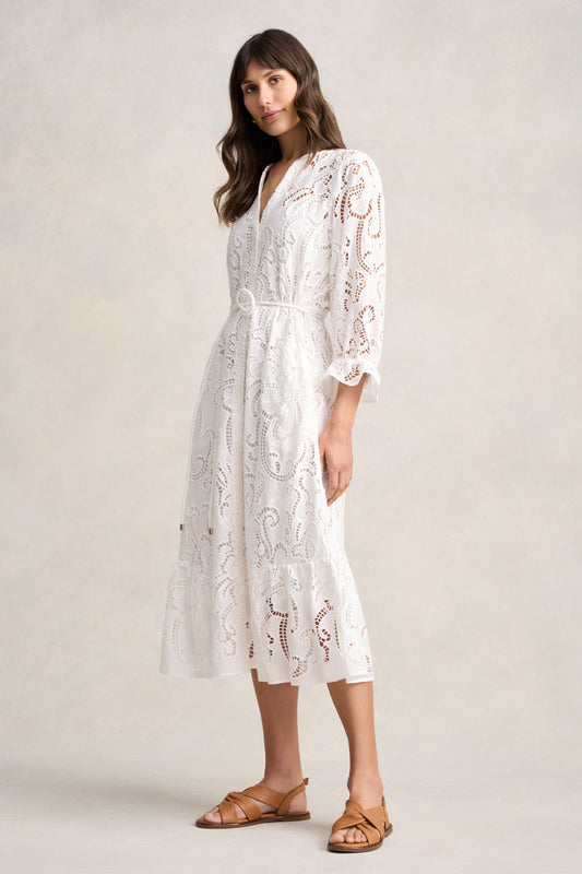 Broderie Lace Dress - White