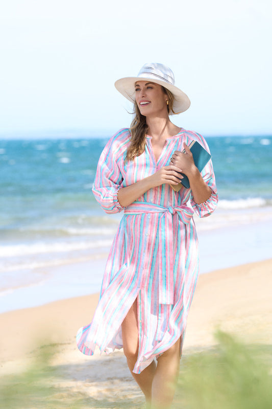 Stripe Resort Shirt Dress - Summer Stripe