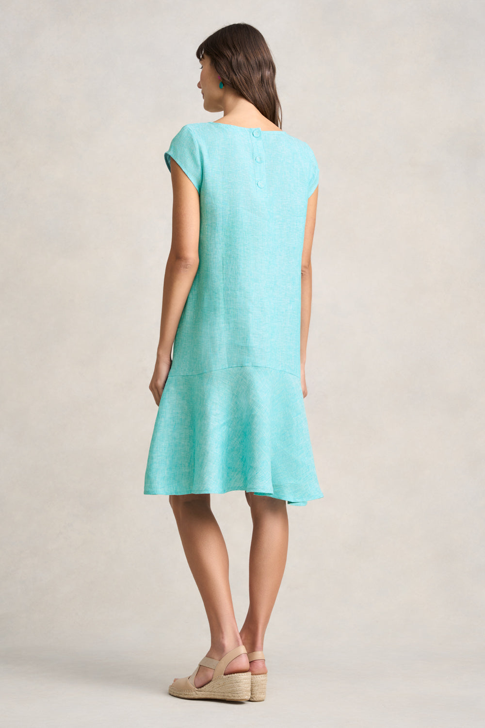 French Linen Sun Dress - Aqua Cross Dye