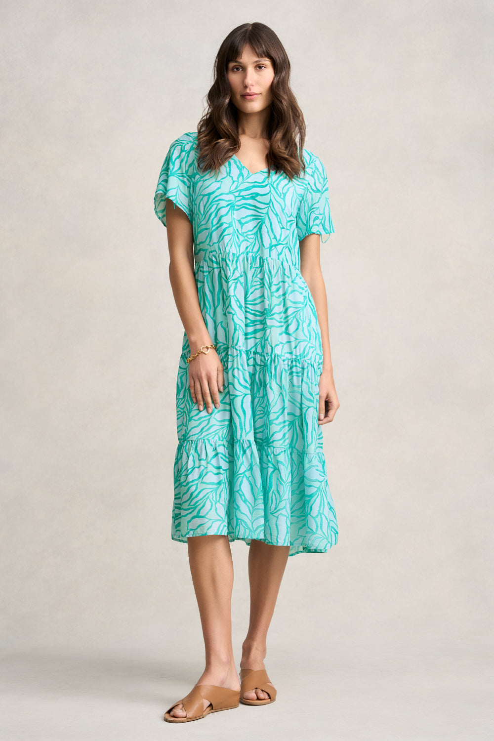 Printed Tier Dress - Two Tone Foliage