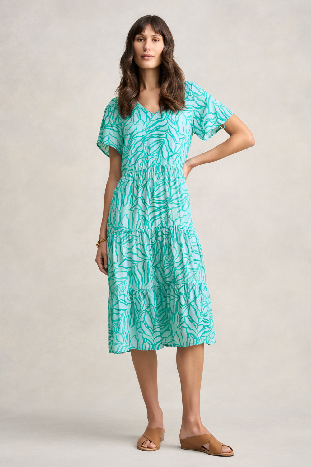 Printed Tier Dress - Two Tone Foliage