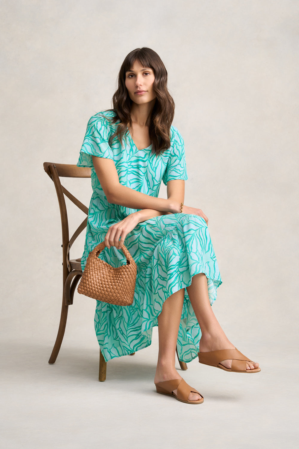 Printed Tier Dress - Two Tone Foliage