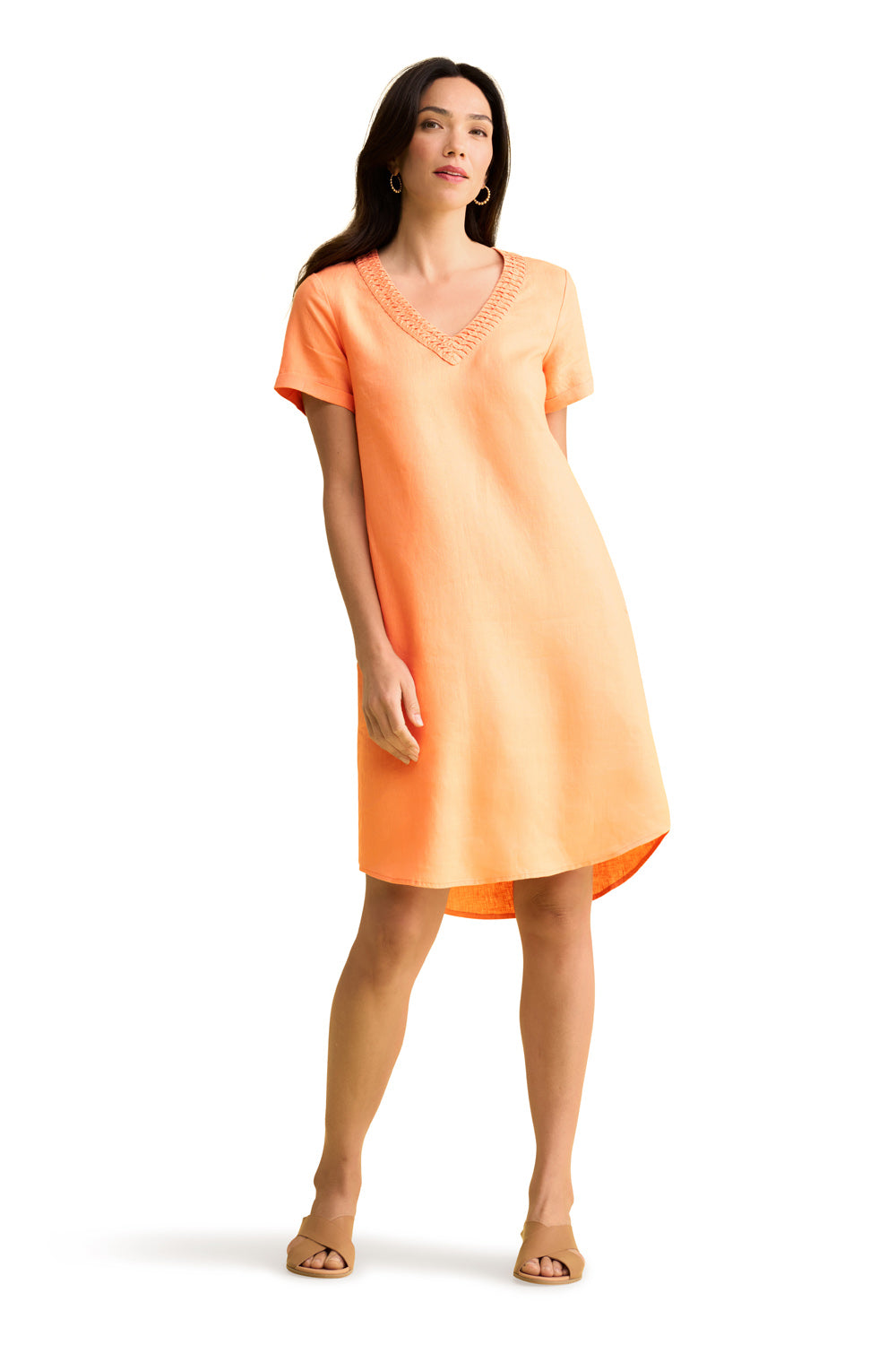 French Linen Shift Dress - Abricot