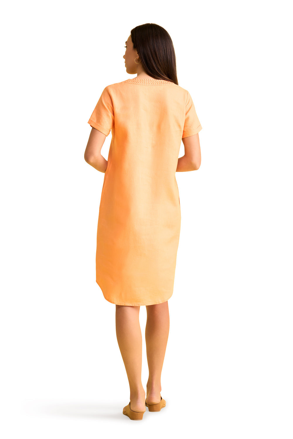 French Linen Shift Dress - Abricot