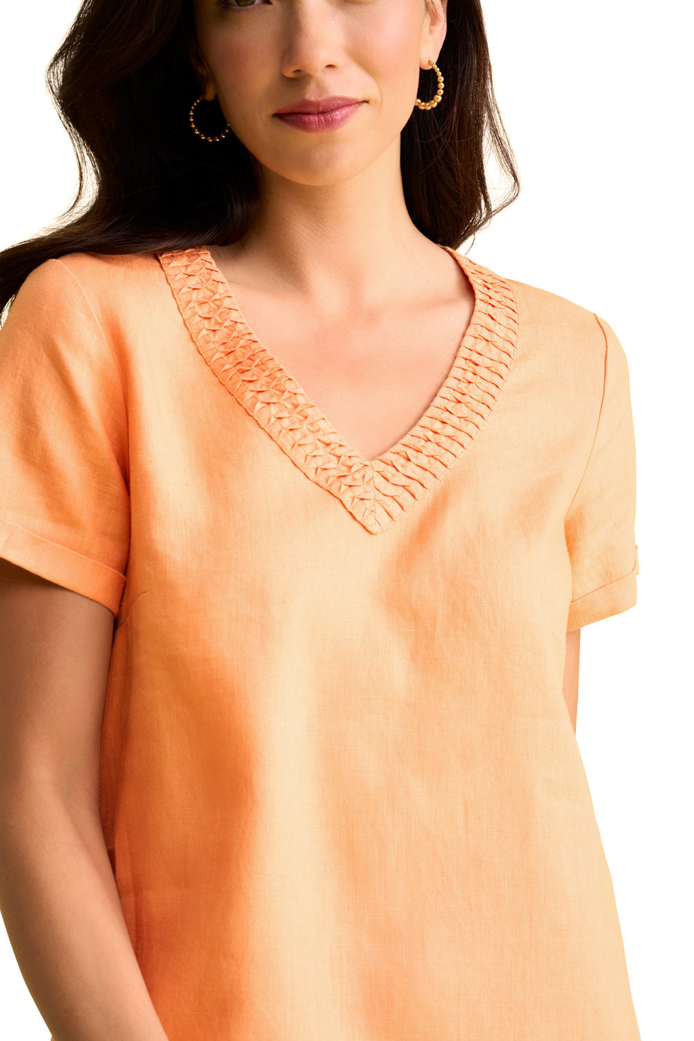 French Linen Shift Dress - Abricot