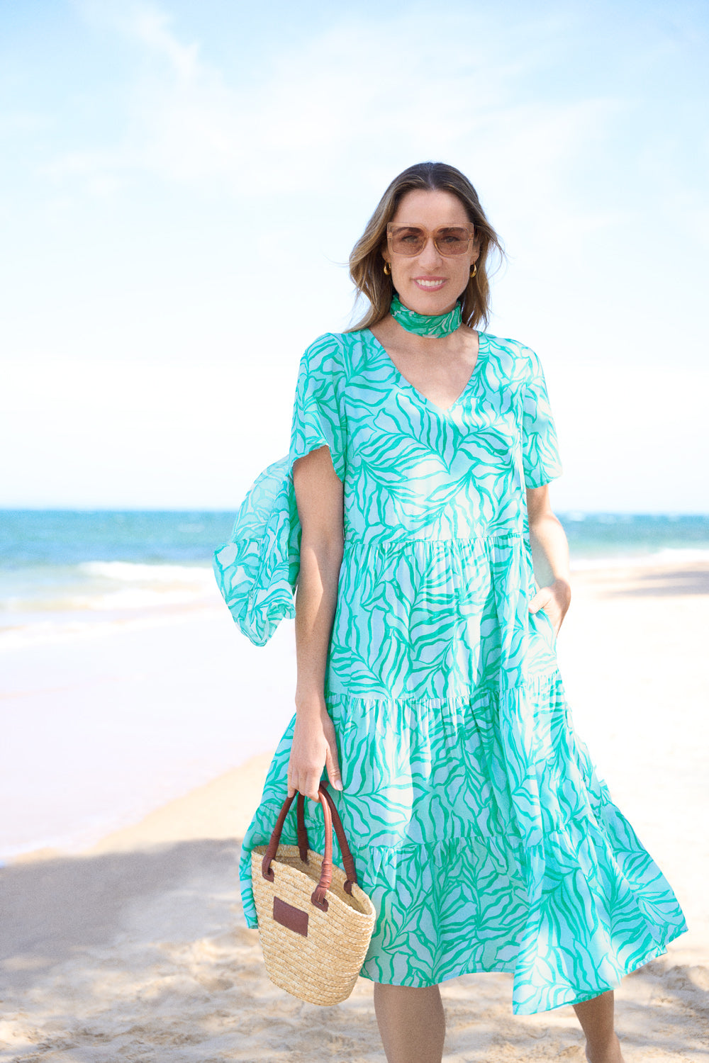 Printed Tier Dress - Two Tone Foliage