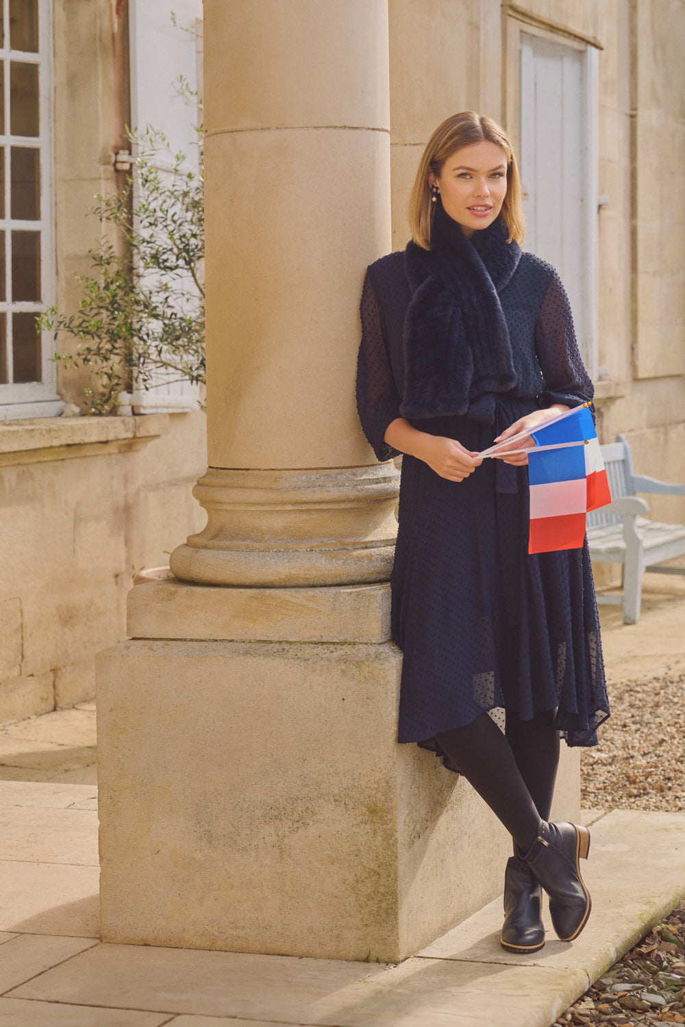 Clip Georgette Dress - Ink Clip Spot