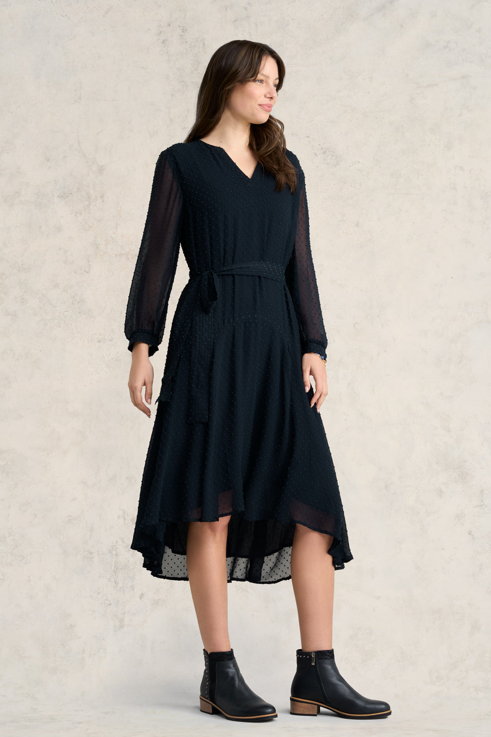 Clip Georgette Dress - Ink Clip Spot