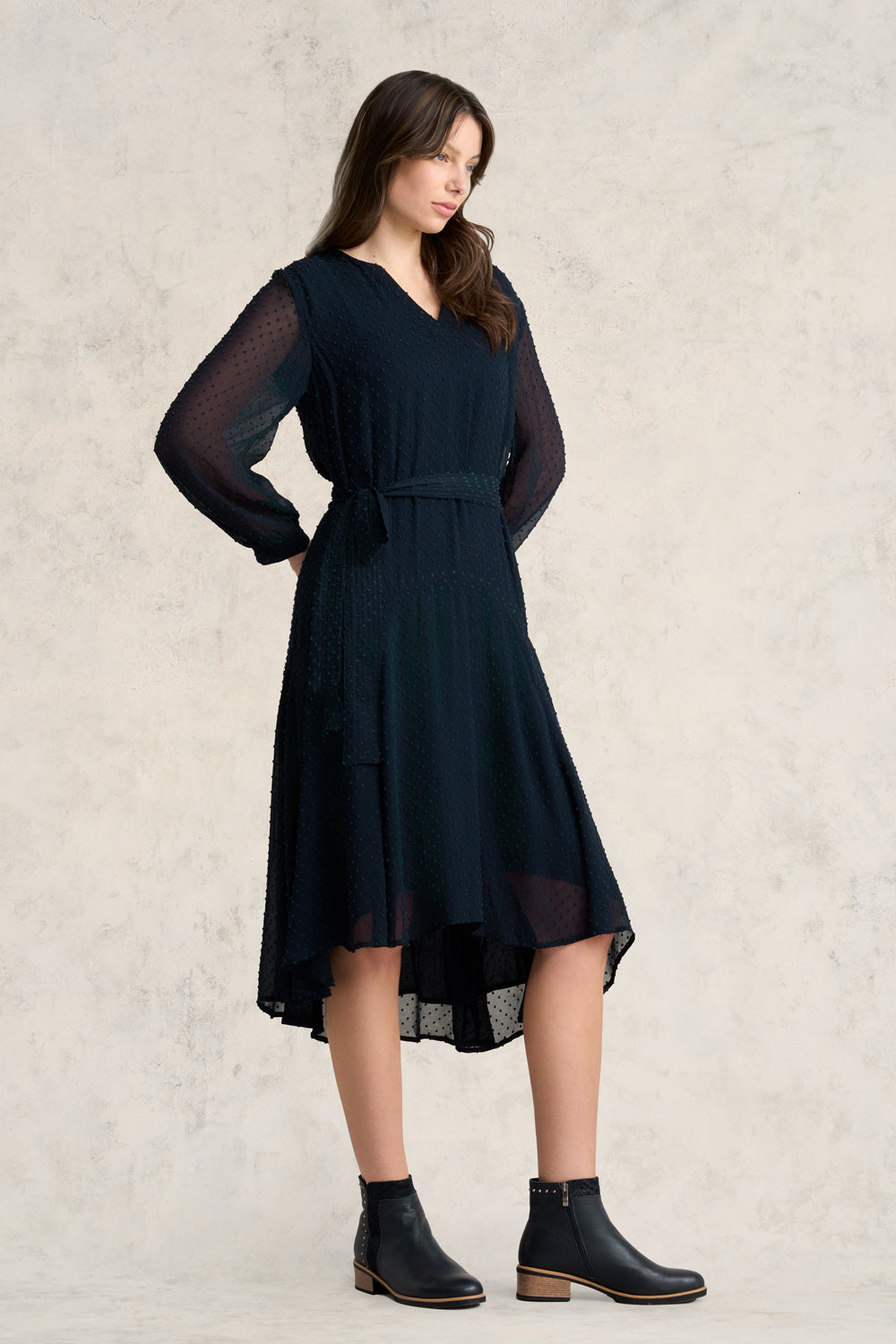 Clip Georgette Dress - Ink Clip Spot